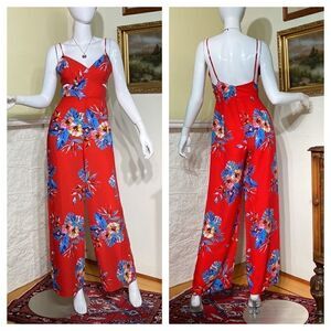 Forever 21 Tropical Print Cutout Jumpsuit